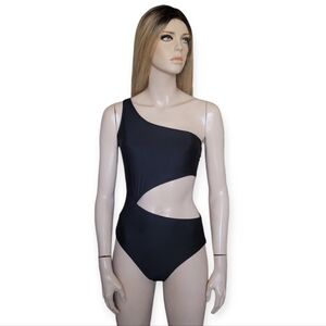 Joe Fresh Cutout One Piece Swimsuit in black size small